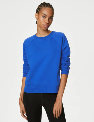 Cotton Rich Crew Neck Sweatshirt - Electric Blue