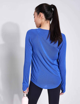 Scoop Neck Base Layer Fitted Top - Cornflower